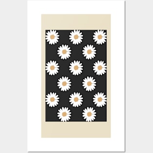 black slate camel daisy flower floral pattern Posters and Art